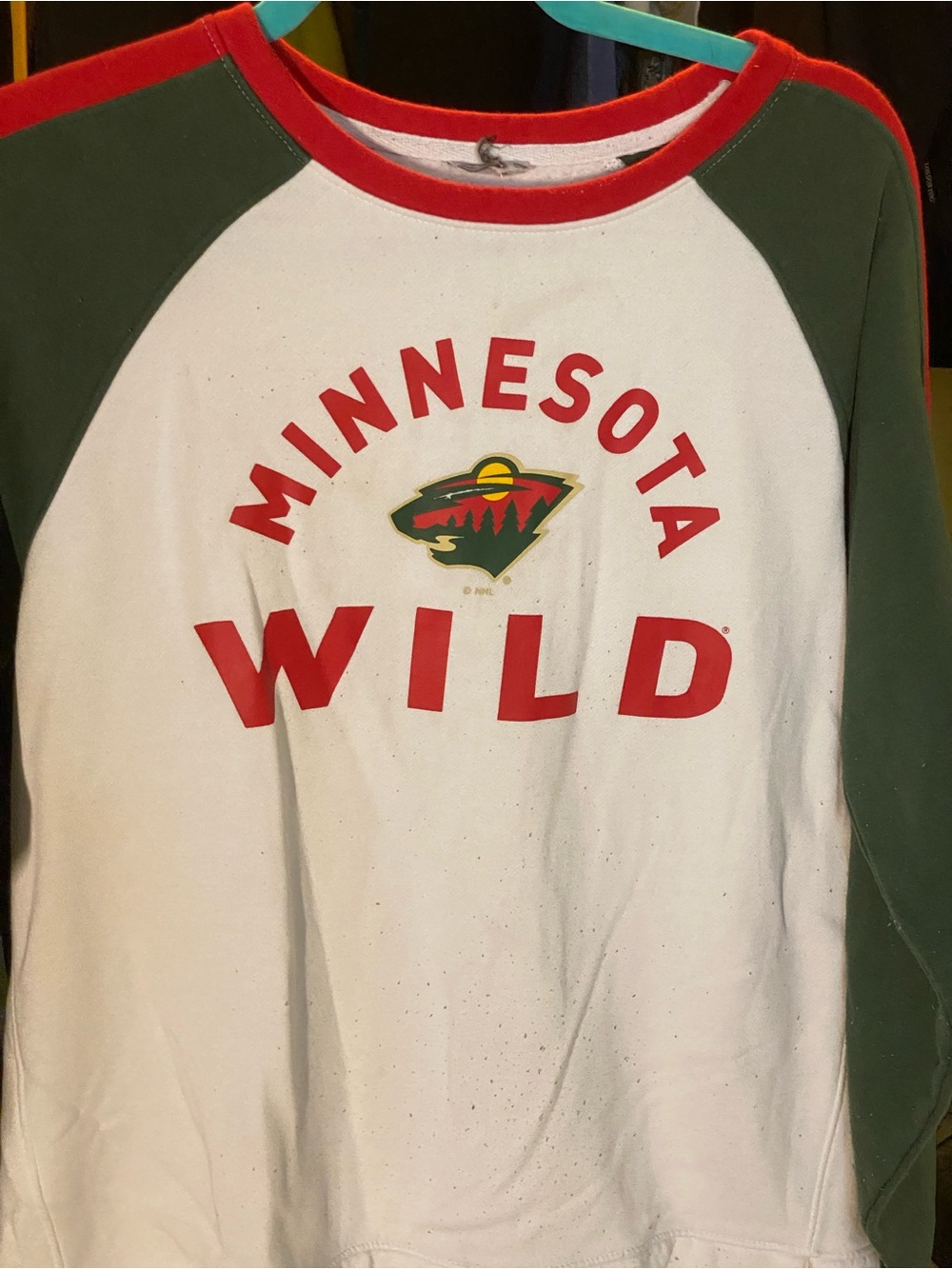 Raglan Sweatshirt - White with Green & Red